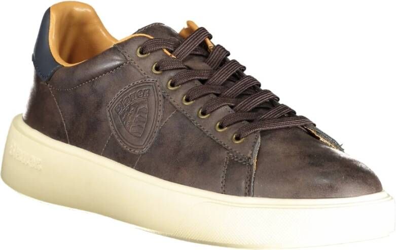 Blauer Bruine Herensportschoenen met Contrastdetails Brown Heren