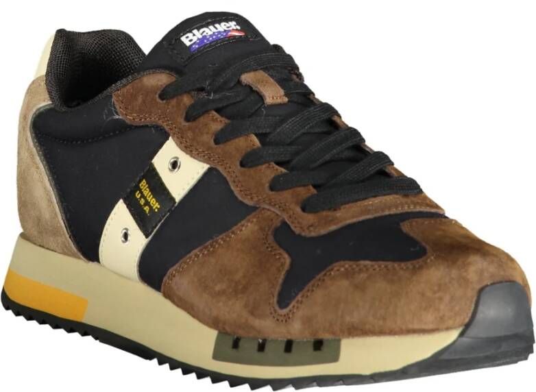 Blauer Bruine Herensportschoenen met Contrastdetails Brown Heren