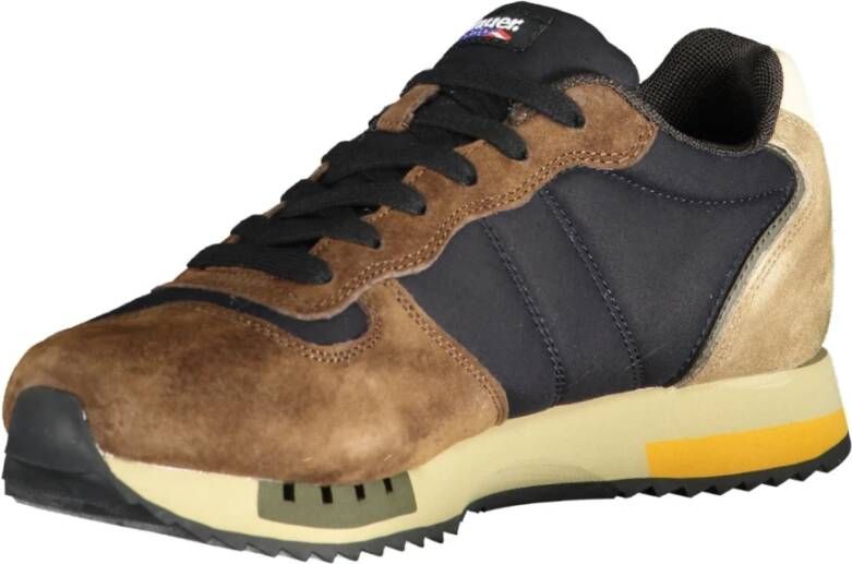 Blauer Bruine Herensportschoenen met Contrastdetails Brown Heren