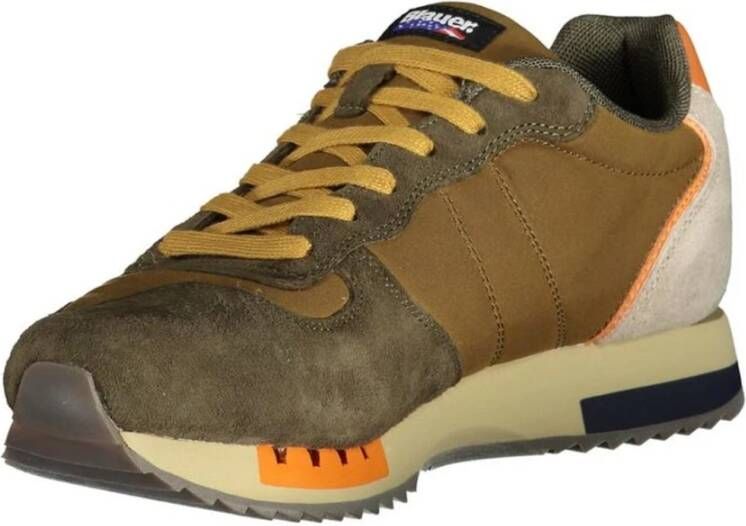 Blauer Bruine Sportsneaker met Veters en Contrastdetails Brown Heren