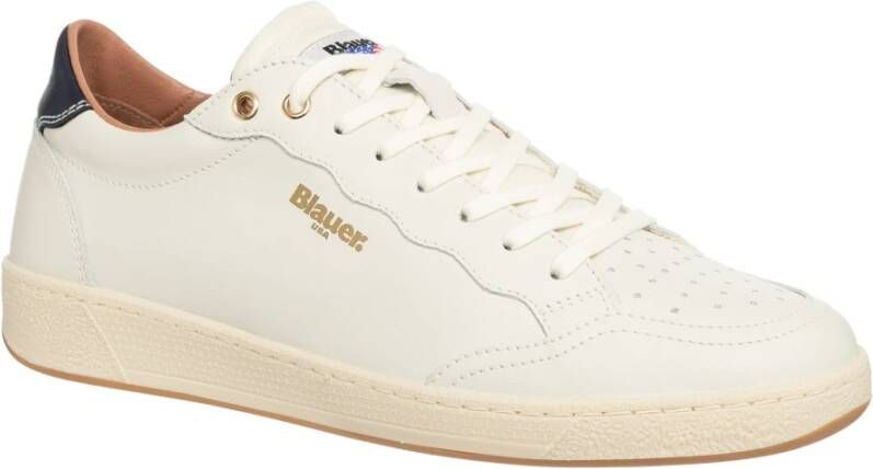 Blauer Eenvoudige Vetersneakers White Heren