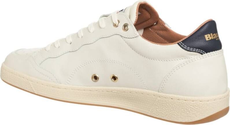 Blauer Eenvoudige Vetersneakers White Heren