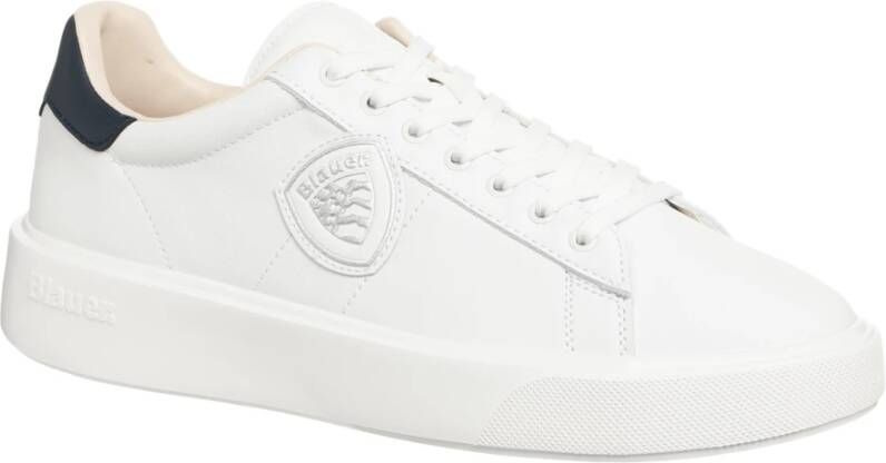 Blauer Eenvoudige Vetersneakers White Heren