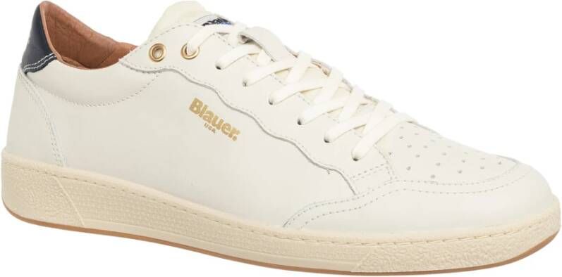 Blauer Effen Veterschoenen White Heren