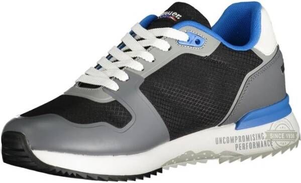 Blauer Grijze Polyester Sneaker met Contrastdetails Blue Heren