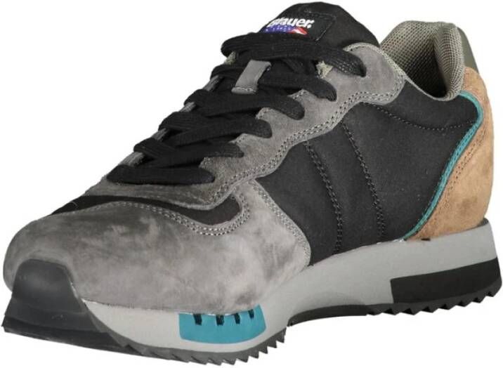 Blauer Grijze Polyester Sneaker met Contrastdetails Multicolor Heren