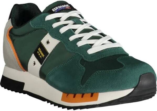 Blauer Groene Polyester Sneaker met Contrastdetails Green Heren