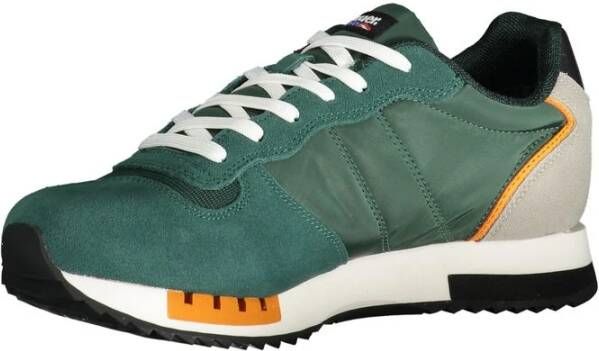 Blauer Groene Polyester Sneaker met Contrastdetails Green Heren