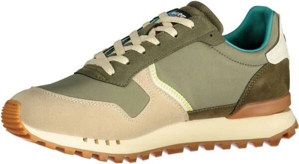 Blauer Groene Polyester Sneaker met Contrastdetails Green Heren