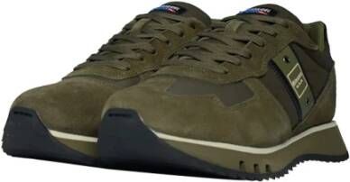 Blauer Groene Suède Sneakers met Witte Details Green Heren