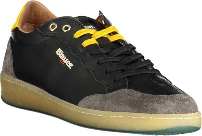 Blauer Heren Sportieve Zwarte Sneakers met Contrastdetails Black Heren