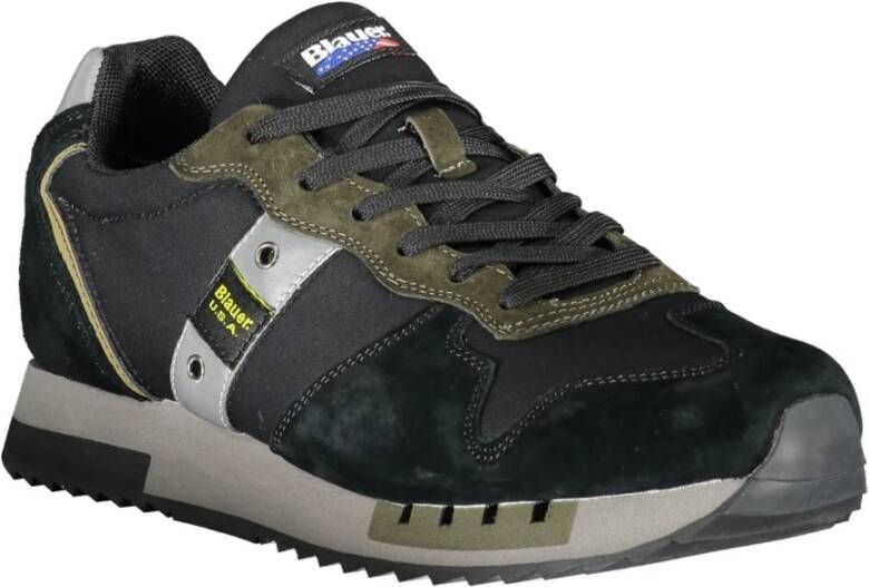 Blauer Heren Sportieve Zwarte Sneakers met Contrastdetails Black Heren