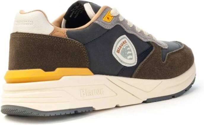 Blauer Leren Sneakers met Zijlogo Mannen Multicolor Heren