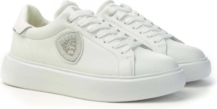 Blauer Leren Sneakers voor Vrouwen White Dames