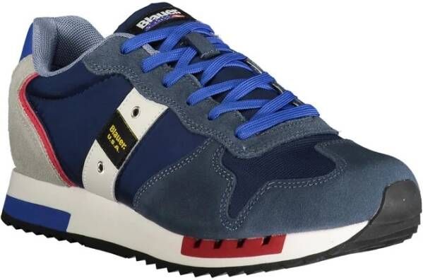 Blauer Polyester Sneaker met Contrastdetails Blue Heren