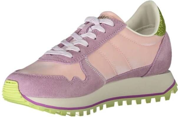 Blauer Roze Polyester Sneaker met Contrastdetails Pink Heren