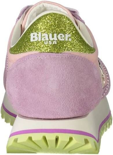 Blauer Roze Polyester Sneaker met Contrastdetails Pink Heren