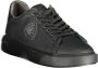 Blauer Sportieve Zwarte Polyester Sneaker met Contrastdetails Black Heren - Thumbnail 2