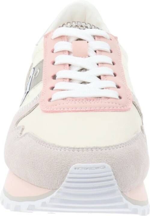 Blauer Leren en Stoffen Dames Sneakers Roze Dames