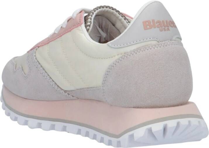 Blauer Witte Su?de Nylon Sneakers Model: Sneaker Wit Dames