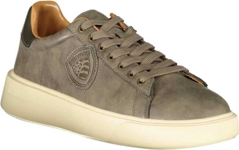 Blauer Sportieve Beige Veterschoenen met Contrastdetails Beige Heren