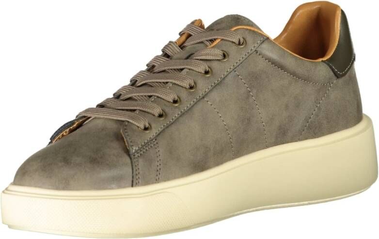 Blauer Sportieve Beige Veterschoenen met Contrastdetails Beige Heren