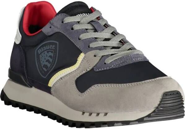 Blauer Sportieve Polyester Sneaker met Contrastdetails Blue Heren