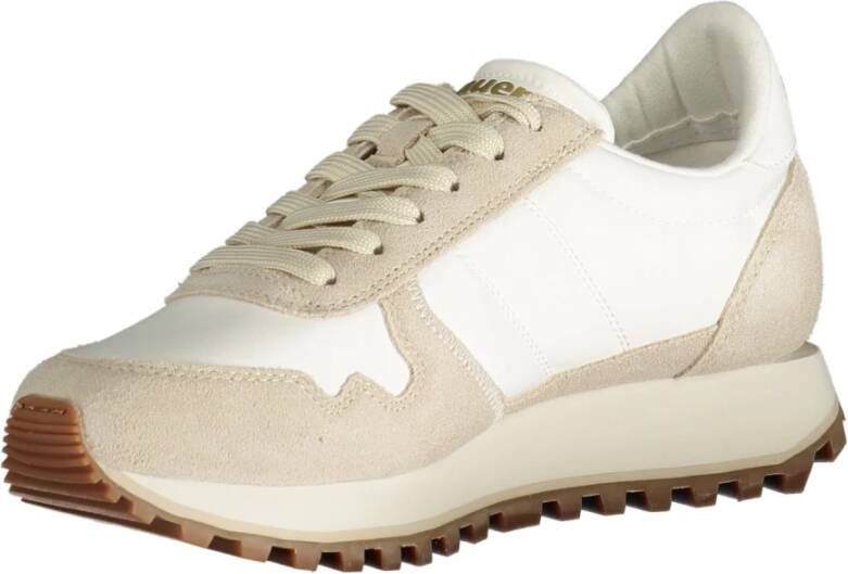 Blauer Sportieve Vetersneakers met Contrastdetails Beige Heren