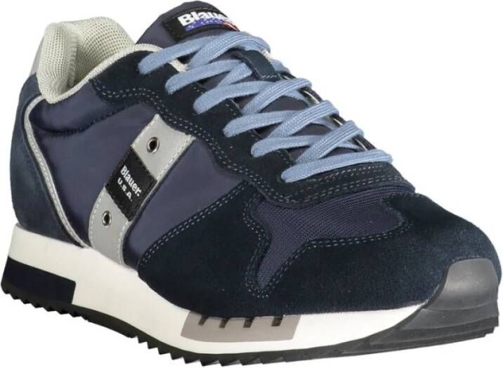 Blauer Sportieve Vetersneakers met Contrastdetails Blue Heren