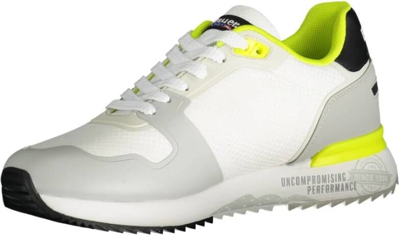 Blauer Sportieve witte vetersneakers met contrastdetails White Heren