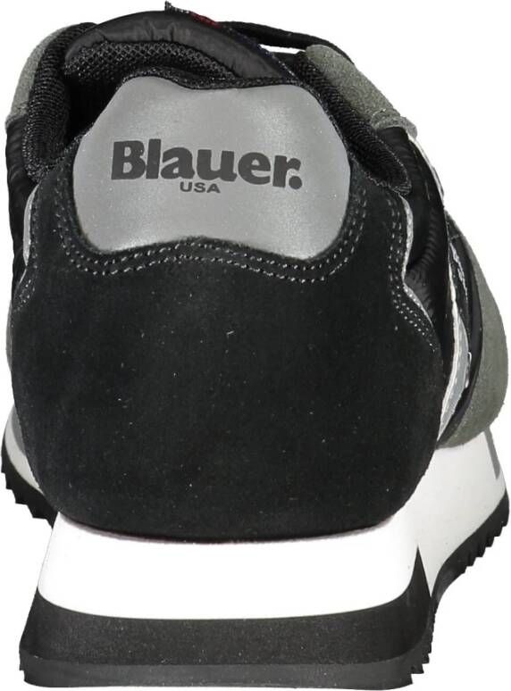 Blauer Sportieve Zwarte Heren Sneakers met Contrastdetails Black Heren