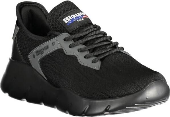 Blauer Sportieve Zwarte Sneaker met Contrastdetails Black Heren