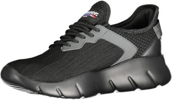 Blauer Sportieve Zwarte Sneaker met Contrastdetails Black Heren