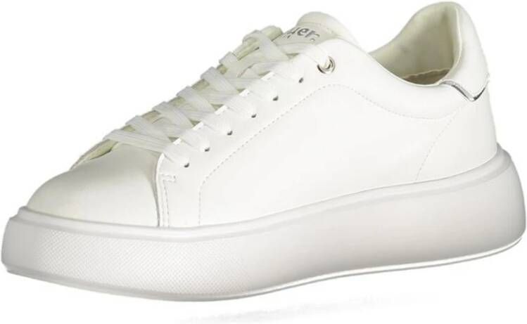 Blauer Stijlvolle Polyester Sneaker Witte Kleur White Dames