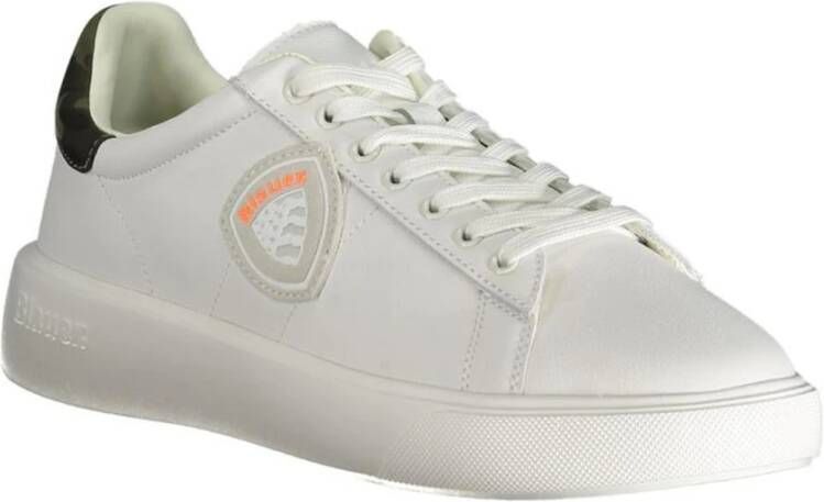 Blauer Stijlvolle Witte Polyester Sneaker White Heren