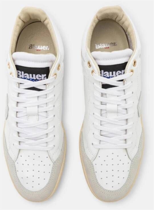 Blauer Wit Leren Enkellaarsje White Heren