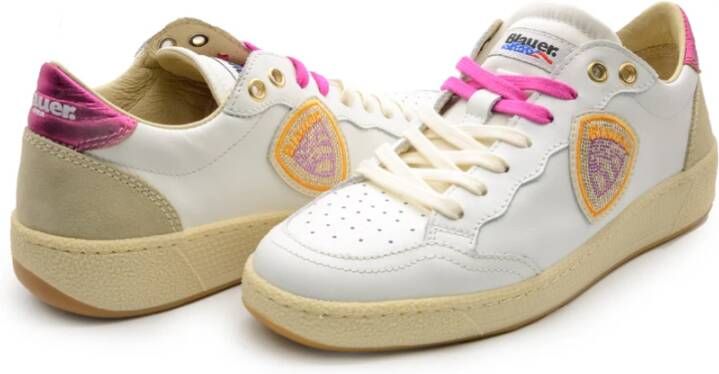 Blauer Witte damessneakers met kleurrijke details White Dames