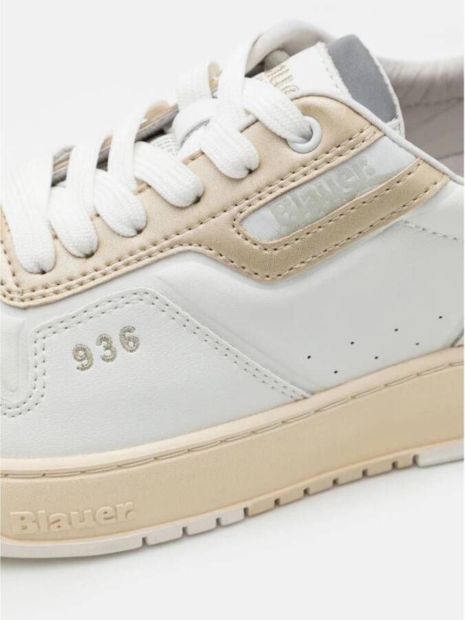 Blauer Witte Platinum Leren Sneakers voor Vrouwen White Dames