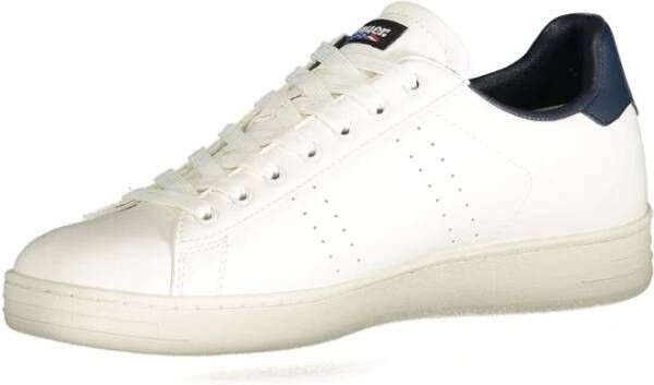 Blauer Witte Polyester Sneaker met Sportieve Details White Heren