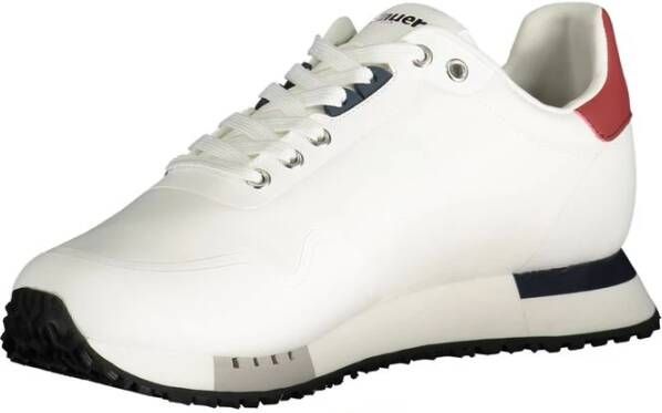 Blauer Witte Polyester Sneaker met Sportieve Details White Heren