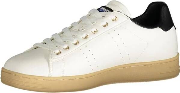 Blauer Witte Polyester Sneaker met Sportieve Details White Heren