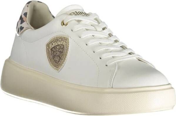 Blauer Witte Polyester Sneaker met Veters White Heren