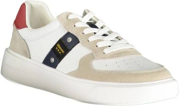 Blauer Witte Polyester Sneaker White Heren