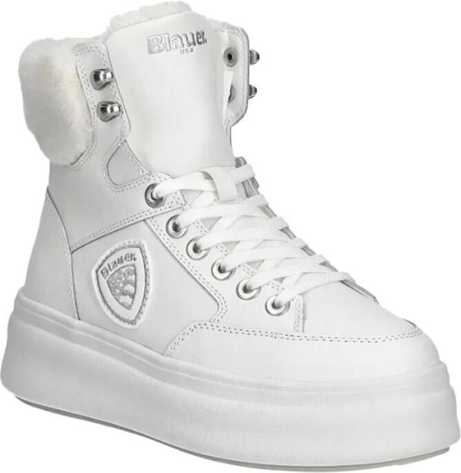 Blauer Witte Sneakers Modern Design Casual Look White Dames