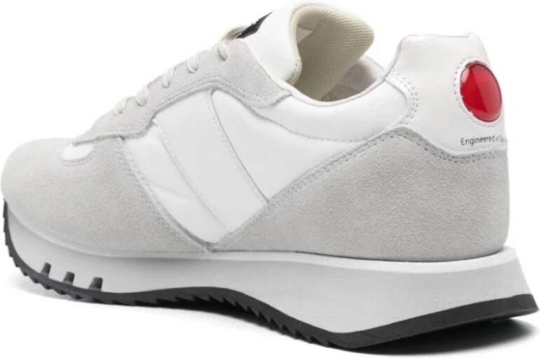 Blauer Witte Suède Nylon Leren Sneaker White Heren