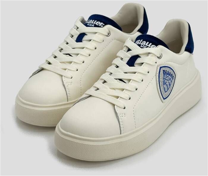 Blauer Witte Venus Sneakers met Blauwe Hiel Beige Dames