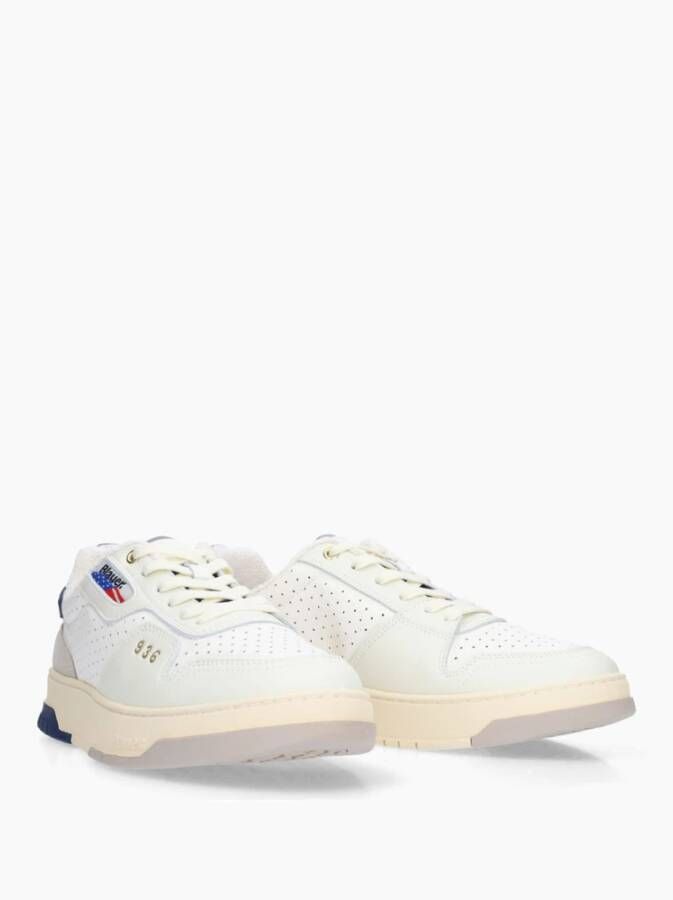 Blauer Witte Navy Leren Sneakers voor Mannen White Heren