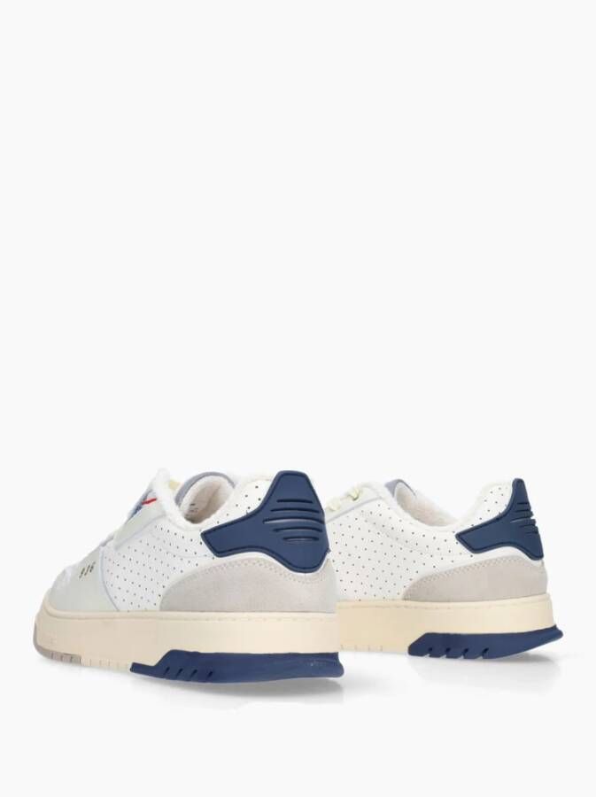 Blauer Witte Navy Leren Sneakers voor Mannen White Heren