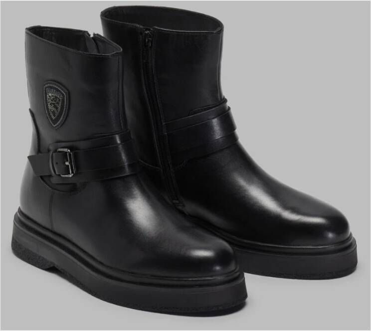 Blauer Zwarte Leren Urban Laars Black Dames