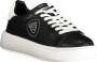 Blauer Zwarte Polyester Sneaker met Contrastdetails Black Heren - Thumbnail 3